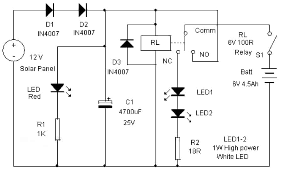 solar garden light circuit diagram